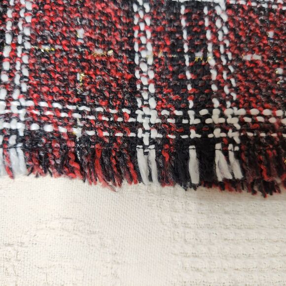 Plaid Mini Skirt Tweed Gold Sparkle Size M by Sanctuary Red Fringe Hem Academia - Picture 5 of 10